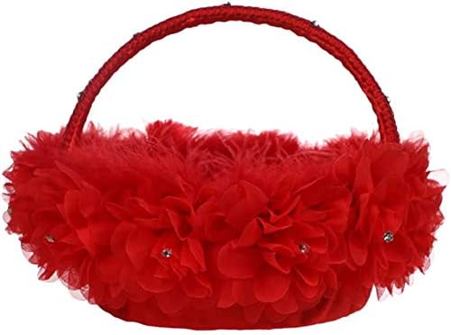 Flower Girl Basket for Wedding Ceremony Decor - Red