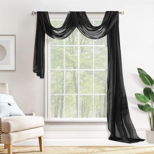 MIULEE Black Window Scarf Valance for Halloween Decor