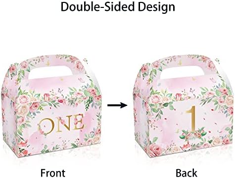 1st Birthday Girl Treat Box Party Favors Set of 12 Pink