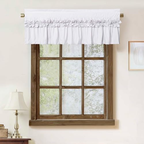 HIG 2 Pack White Ruffle Bow Tie Valances