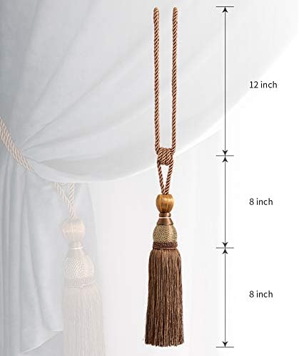 Melodieux Decorative Curtain Tiebacks with Tassels - Set of 2 Brown