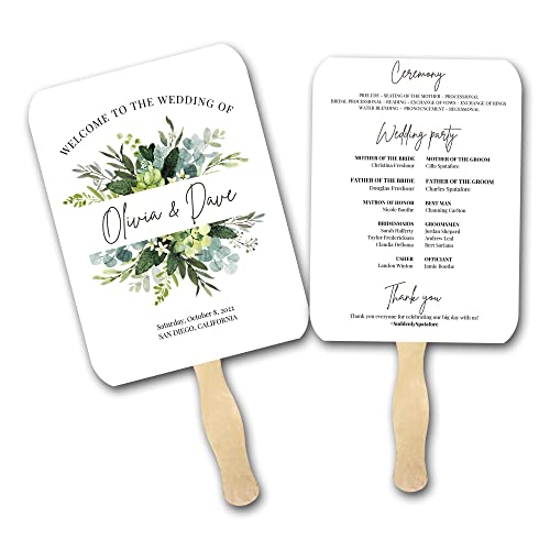 Social Stationery Wedding Program Fans Set of 100 Fully Assembled