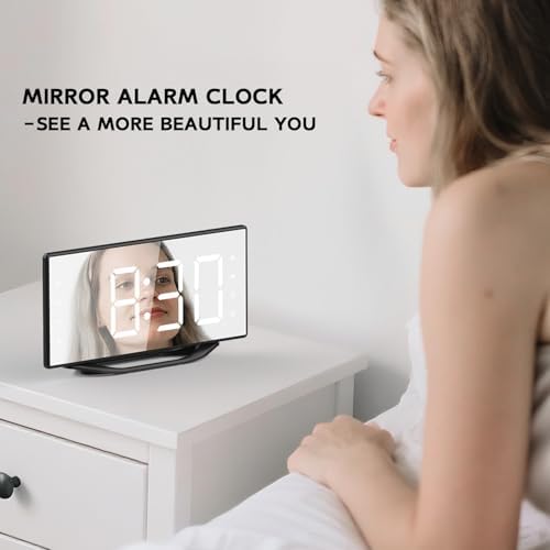 Vibrating Alarm Clock with LED Mirror and Bed Shaker
