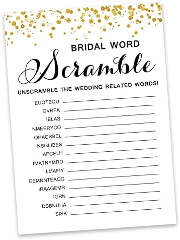 50-Pack Wedding Word Scramble Bridal Shower Game Cards