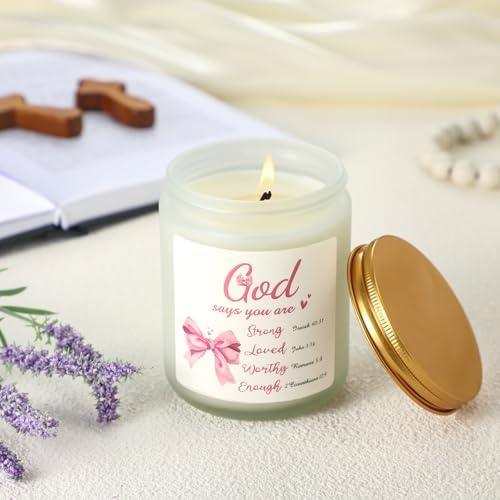 Pink Bow Christian Candle for Women Confirmation Gift
