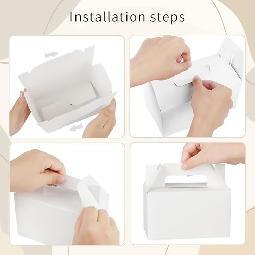 PEIQICHU 24 Pack White Gable Style Treat Boxes for Party Favors