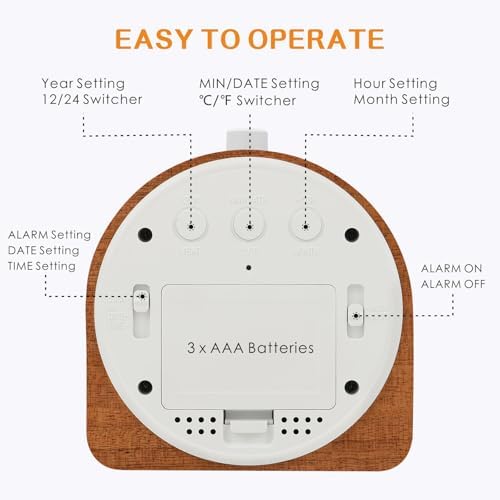 Plumeet Wooden Digital Alarm Clock with Snooze and Nightlight