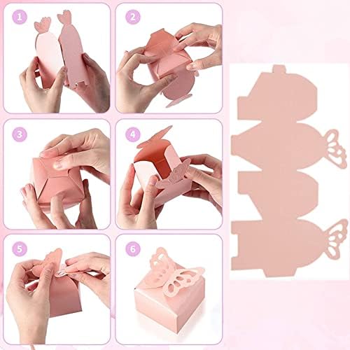 KUPOO 50PCS Pink Butterfly Favor Boxes