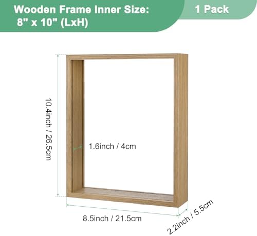1-Pack Dried Flower Frame 8x10 Inch Double Acrylic Floating Display