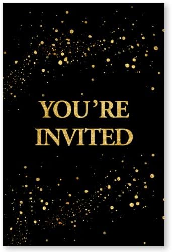 Soiceu Real Gold Foil Surprise Birthday Invites Set of 20
