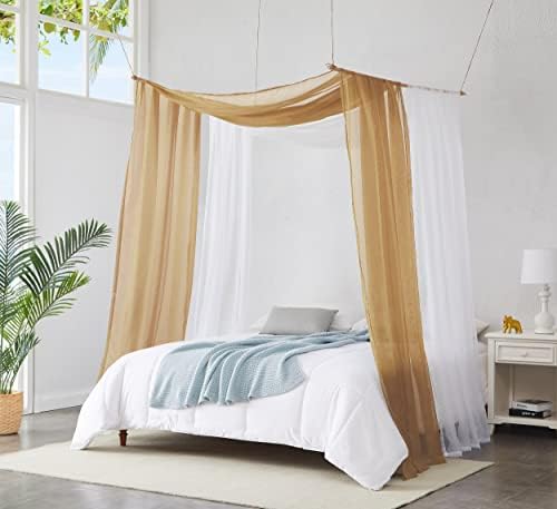 Warm Home Designs Extra Long Caramel Gold Sheer Window Scarf