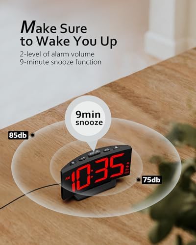 GOLOZA Digital Alarm Clock with Night Mode and Custom Brightness