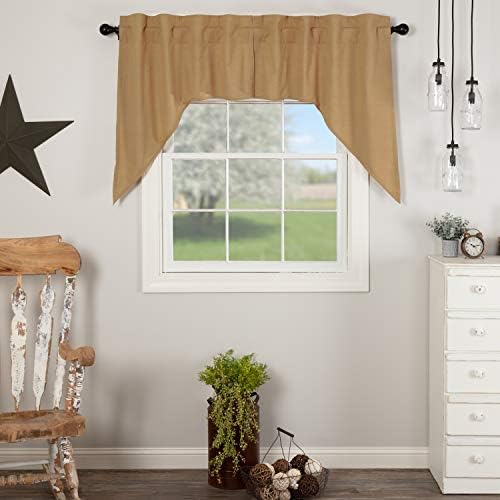 VHC Brands Flax Khaki Farmhouse Curtain Swag Set of 2 36x36x16