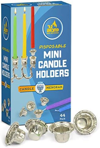 Ner Mitzvah Hanukkah Mini Candle Drip Holders - 44 Count Aluminum Insert Set