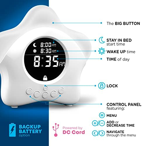 Stay-in-Bed Clock for Kids - Sleep Trainer Night Light Alarm