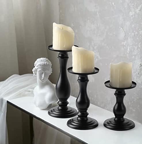 Matte Black Candle Holder Set of 3 - 10 8 6