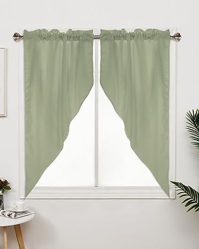 Sage Green Swag Valance 2 Pack for Windows Rod Pocket 36x36 Inch