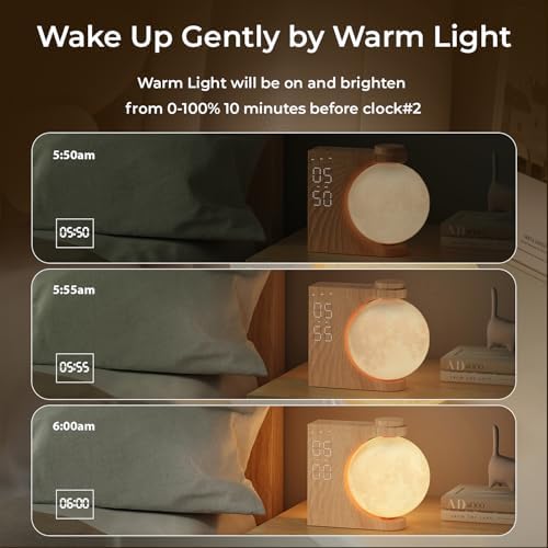 Sunrise Alarm Clock with Moon Light and 10 Light Effects