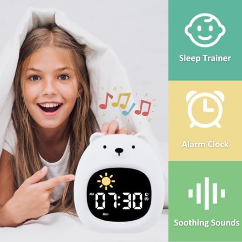 Kids Alarm Clock with Night Light and White Noise
