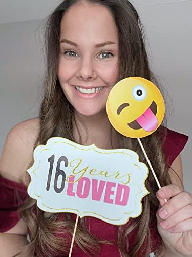 Sweet 16 Photo Booth Props Set - 41 Pieces with Sign and Sticks