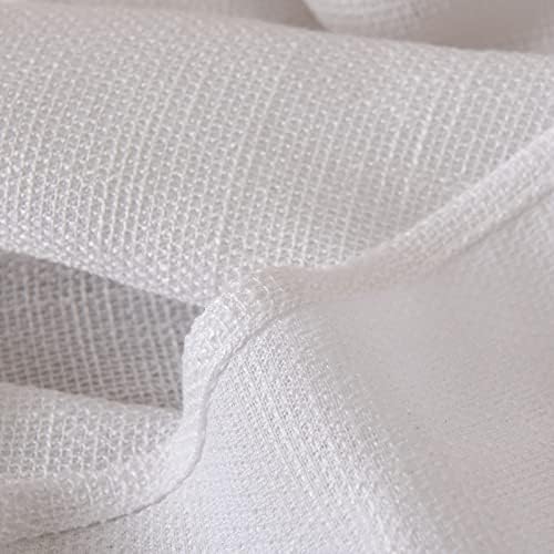 VORTTA White Burlap Look Swag Curtains 36 Inch 2 Panels