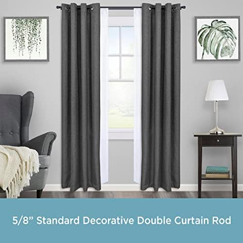 Kenney KN85000 Scroll Ball Window Double Curtain Rod Black 58 Diameter