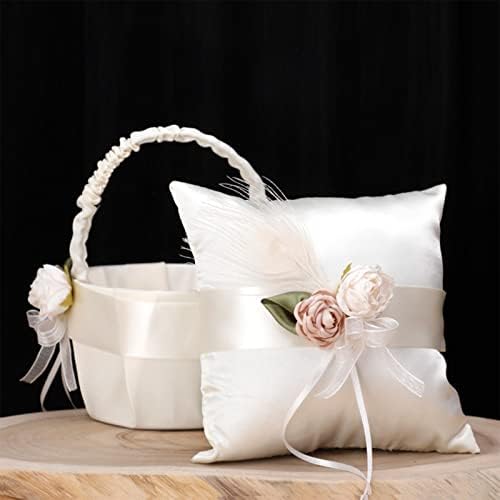 Fofetbfo Wedding Flower Girl Basket and Ring Pillow Set of 2