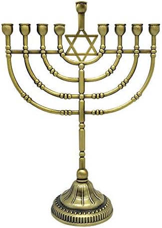 Ner Mitzvah Traditional Bronze Hanukkah Menorah 9 Inch High