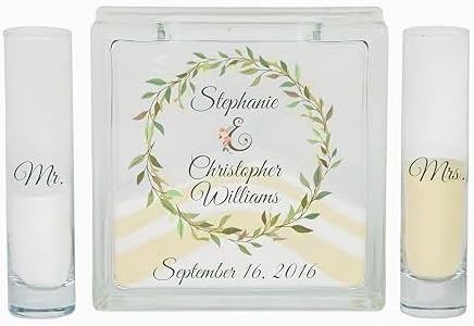 Personalized Glass Wedding Wreath Sand Ceremony Kit with Lid and Sand