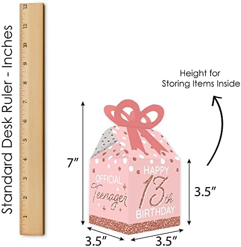 13th Pink Rose Gold Birthday Bow Box Set of 12