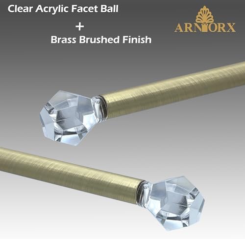 38 Sash Curtain Rods with Clear Crystal Finials 2 Pack