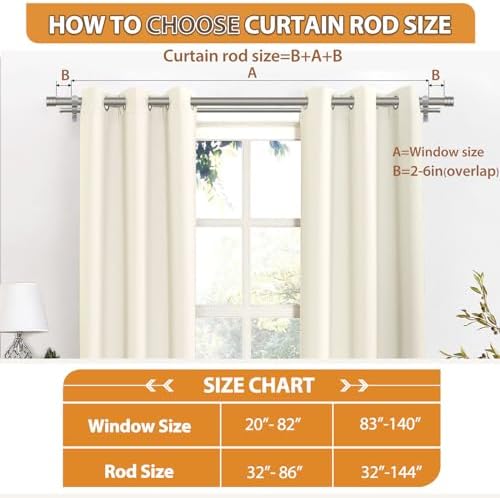 TONIAL 1 Inch Heavy Duty Double Curtain Rods
