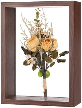 1-Pack Dried Flower Frame 5x7 Inch Double Acrylic Wooden Floating Display Frame