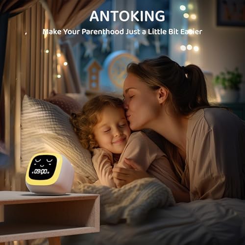 ANTOKING Kids Alarm Clock with Night Light and Sound Machine