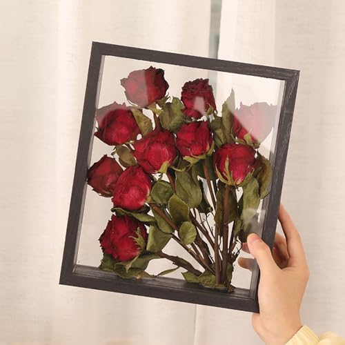 Wooden Dried Flower Display Stand - Clear Double-sided Frame