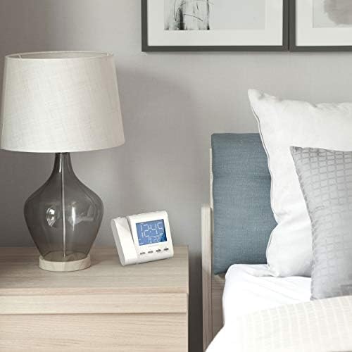 Magnasonic Projection Alarm Clock with AMFM Radio and Dual Alarm - White