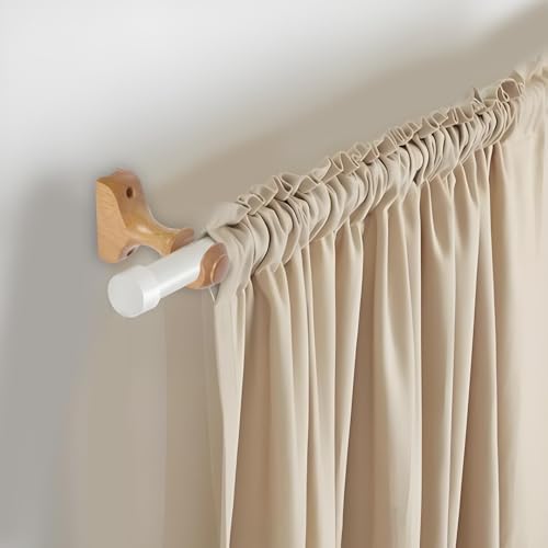 T Tulead Curtain Rod Brackets and Finials Kit 114 Inch Wooden Screw Ends