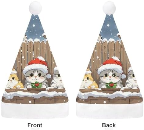 Santa Hat with Three Cat Bird Observers Christmas Hat Xmas Party Headwear