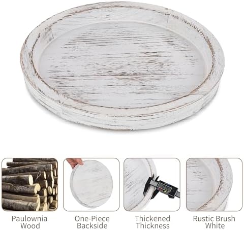 Hanobe Round Wooden Candle Plate Holder Tray