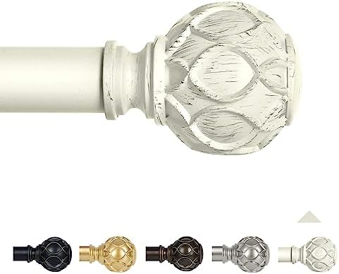 TANGWIN Antique White Farmhouse Curtain Rod Set