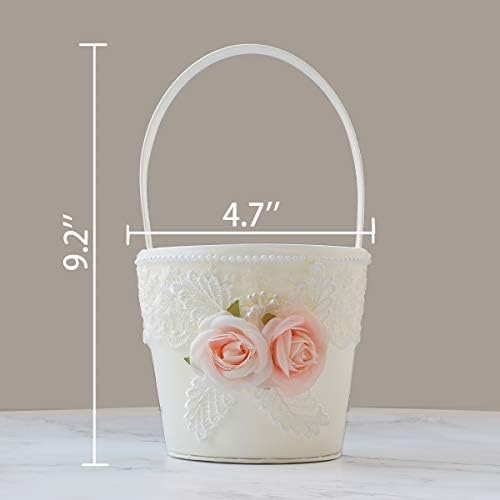 Flower Girl Basket and Ring Bear Pillow Set - Ivory
