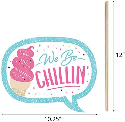 Big Dot of Happiness Ice Cream Photo Booth Props Kit 20 Count