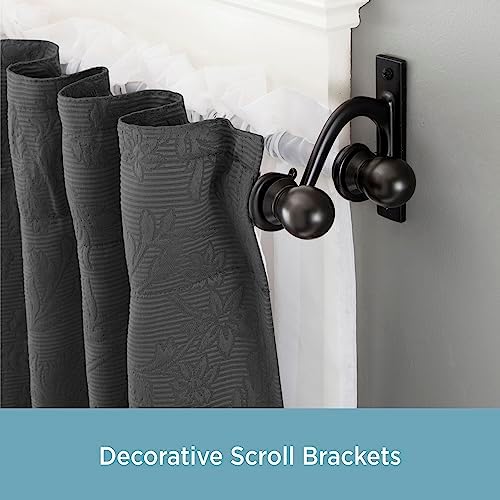 Kenney KN85000 Scroll Ball Window Double Curtain Rod Black 58 Diameter