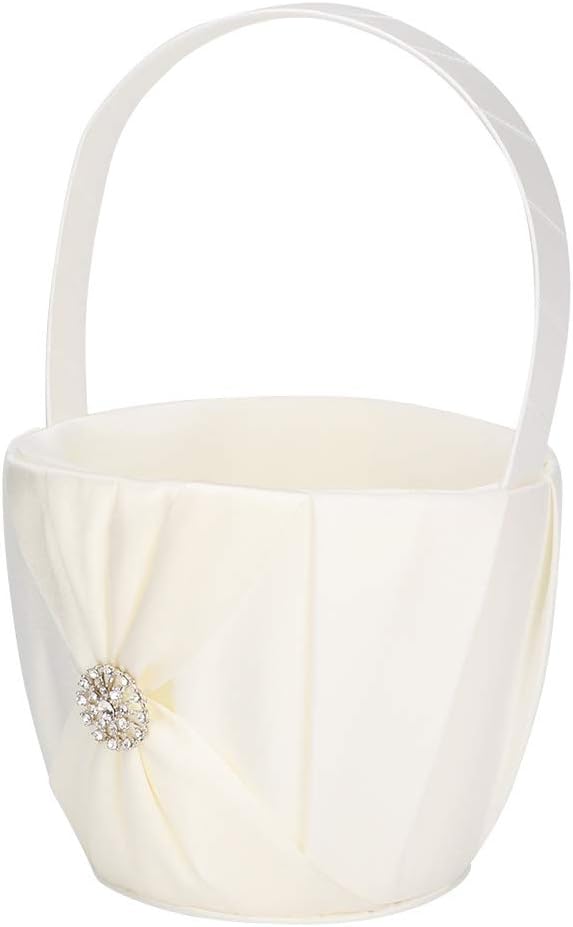 Silk Satin Flower Girl Basket for Wedding Decor