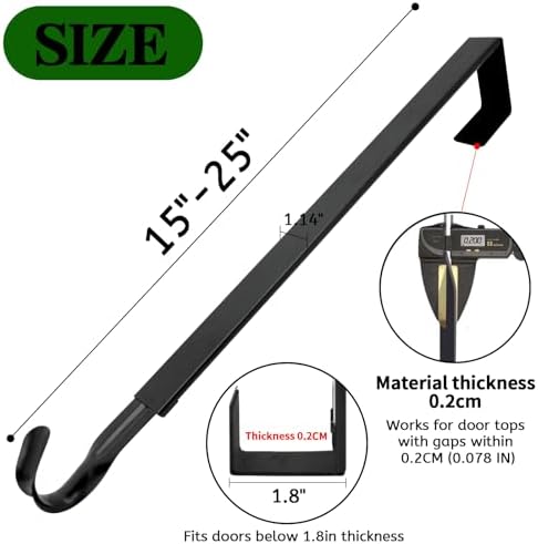 Adjustable Wreath Hanger for Front Door Black Heavy Duty 20lbs