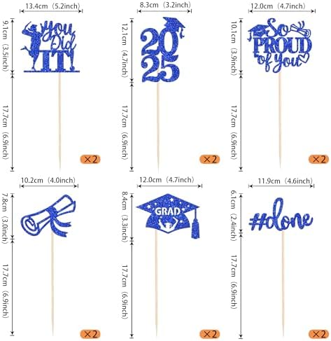 2025 Graduation Centerpiece Sticks Glitter Blue