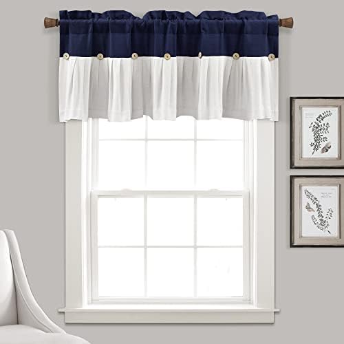 Lush Decor Linen Button Farmhouse Valance 52x18 Inch