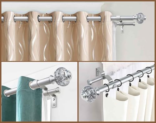 USFOOK 1 Inch Double Curtain Rods 72-144 Inch