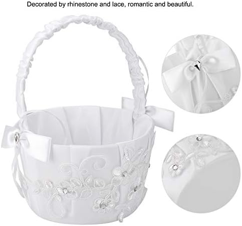 Wedding Flower Girl Basket with Rhinestone and Lace