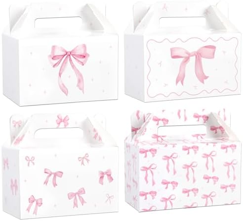12Pcs Pink Bow Treat Boxes for Party Decorations